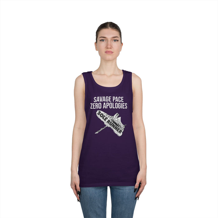 Savage Pace Zero Apologies: Unisex Heavy Cotton Tank Top
