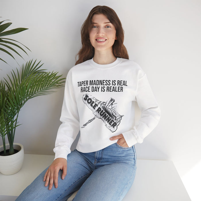 Taper Madness Is Real, Race Day Is Realer: Unisex Heavy Blend™ Crewneck Sweatshirt
