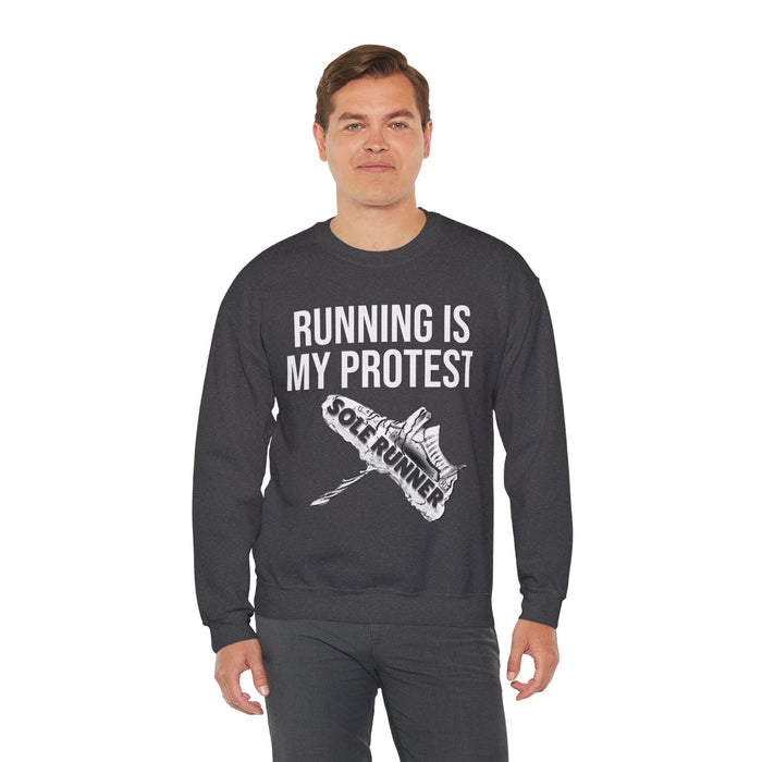 Running Is My Protest: Unisex Heavy Blend™ Crewneck Sweatshirt