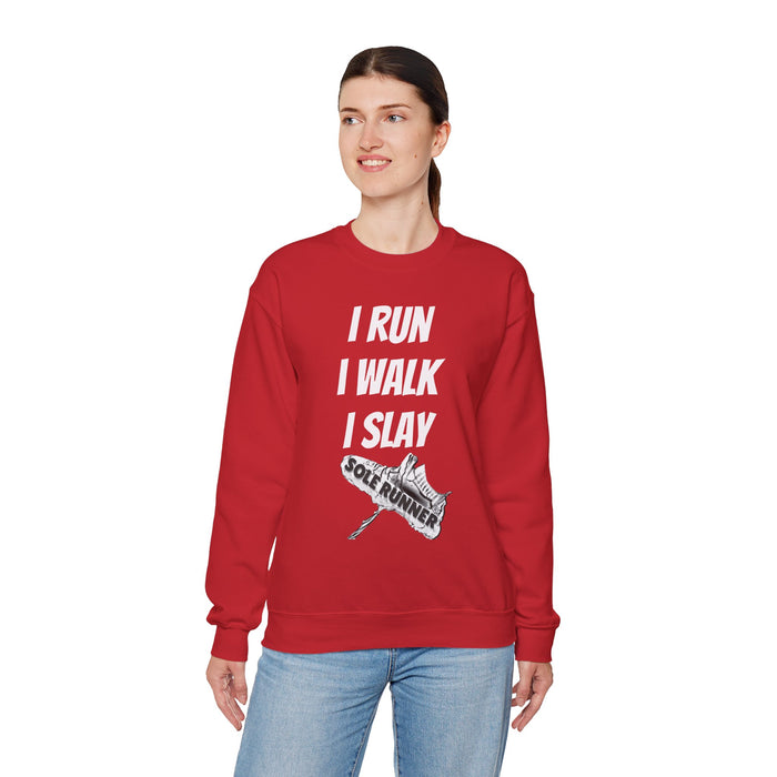 I Run. I Walk. I Slay Miles: Unisex Heavy Blend™ Crewneck Sweatshirt