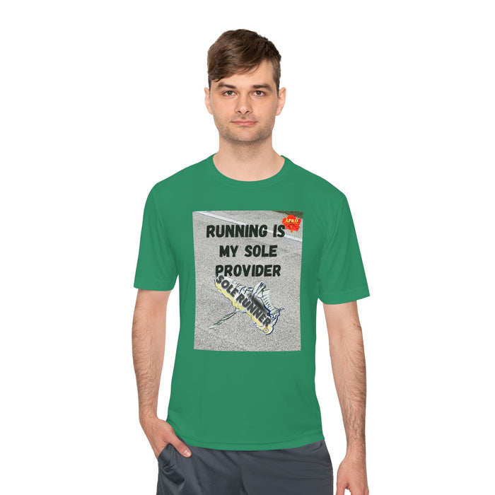 Running Is My Sole Provider-Whimsical Moisture Wicking Unisex T-Shirt For Runners