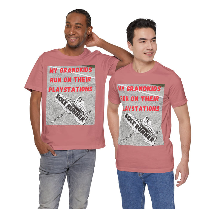 My Grandkids Run On Their Playstations: Unisex Jersey Short Sleeve Tee