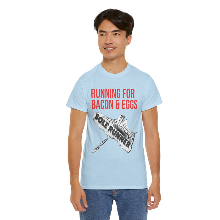 Running For Bacon & Eggs: Unisex Heavy Cotton Tee