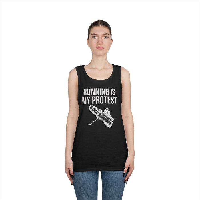 Running Is My Protest: Unisex Heavy Cotton Tank Top