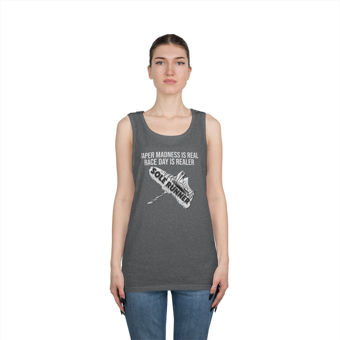 Taper Madness Is Real, Race Day Is Realer: Unisex Heavy Cotton Tank Top
