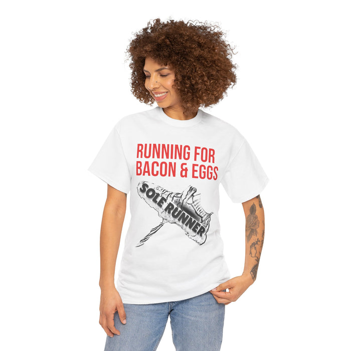 Running For Bacon & Eggs: Unisex Heavy Cotton Tee