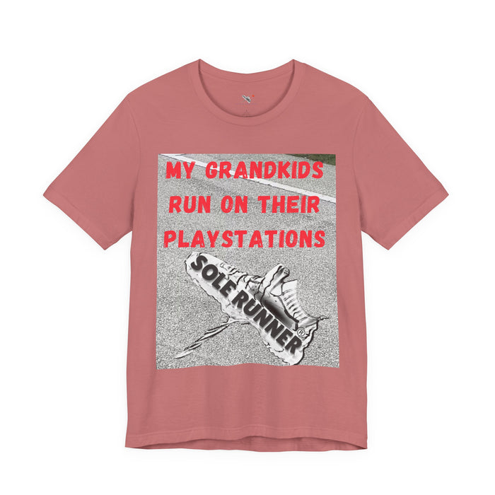 My Grandkids Run On Their Playstations: Unisex Jersey Short Sleeve Tee
