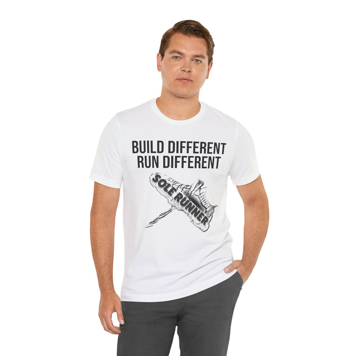 Built Different. Runs Different: Unisex Jersey Short Sleeve Tee