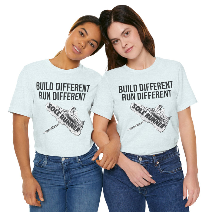 Built Different. Runs Different: Unisex Jersey Short Sleeve Tee