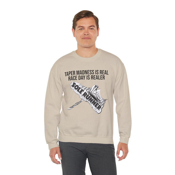 Taper Madness Is Real, Race Day Is Realer: Unisex Heavy Blend™ Crewneck Sweatshirt