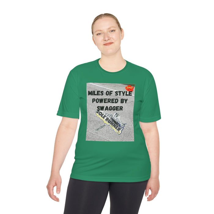 Miles of Style Powered by Swagger-Whimsical Moisture Wicking Unisex T-Shirt For Runners