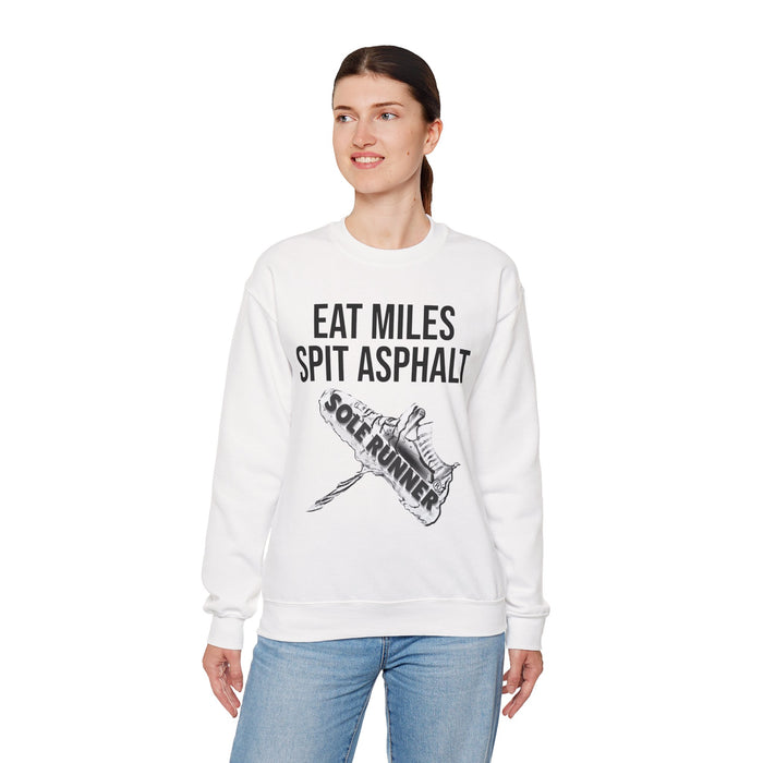 Eat Miles. Spit Ass-Phalt: Unisex Heavy Blend™ Crewneck Sweatshirt