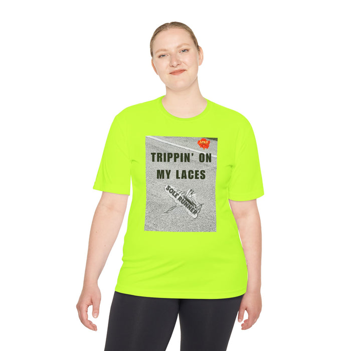 Trippin' On My Laces- Whimsical Moisture Wicking Unisex T-Shirt For Runners