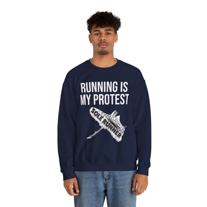 Running Is My Protest: Unisex Heavy Blend™ Crewneck Sweatshirt