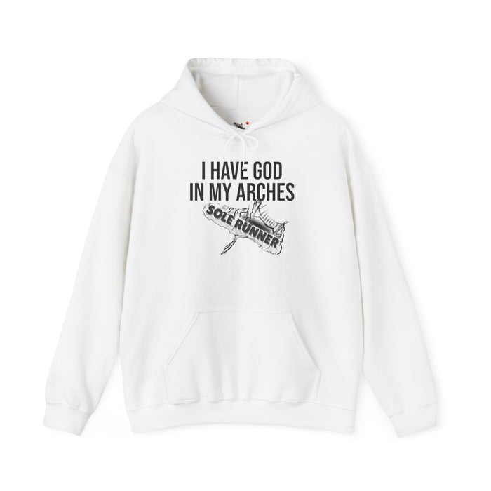 I Have God In My Arches: Unisex Heavy Blend™ Hooded Sweatshirt