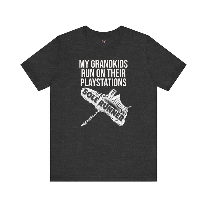 My Grandkids Run On Their PlayStations: Unisex Jersey Short Sleeve Tee