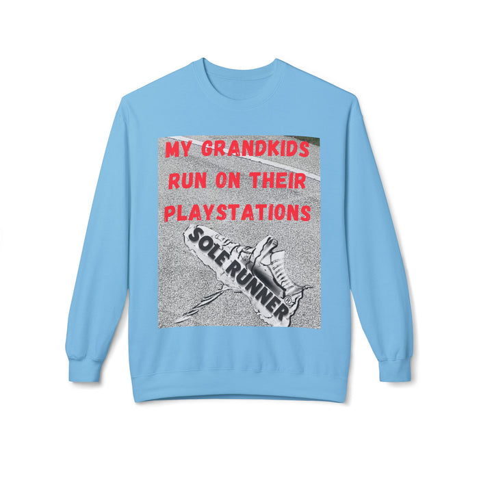 My Grandkids Run On Their Playstations: Unisex Midweight Softstyle Fleece Crewneck Sweatshirt