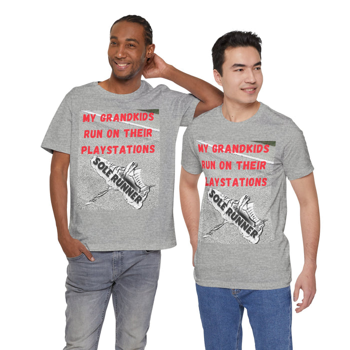 My Grandkids Run On Their Playstations: Unisex Jersey Short Sleeve Tee