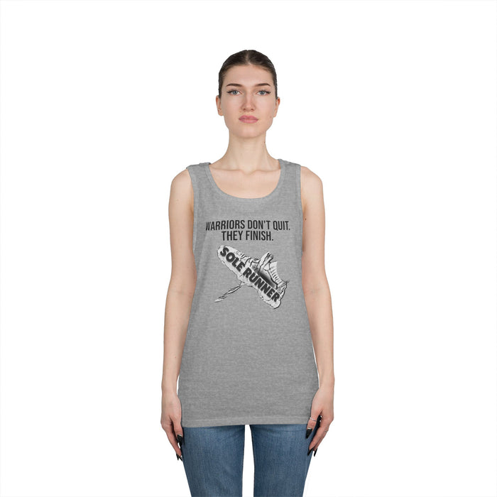 Warriors Don't Quit. They Finish.: Unisex Heavy Cotton Tank Top