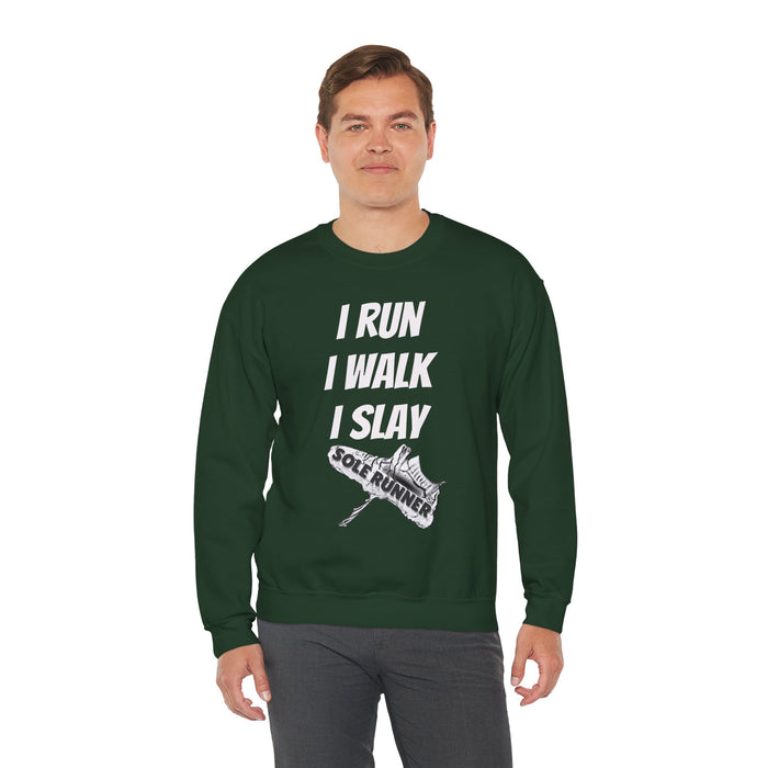 I Run. I Walk. I Slay Miles: Unisex Heavy Blend™ Crewneck Sweatshirt