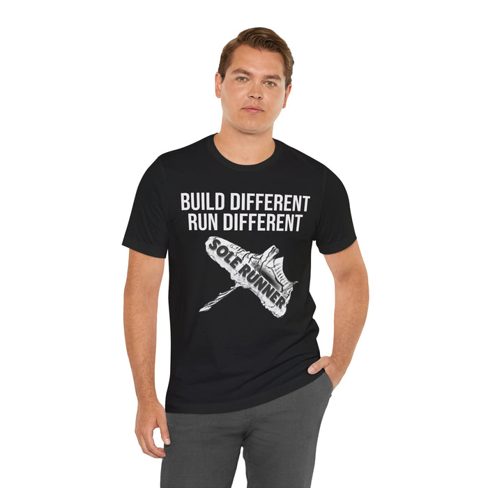 Built Different. Runs Different: Unisex Jersey Short Sleeve Tee