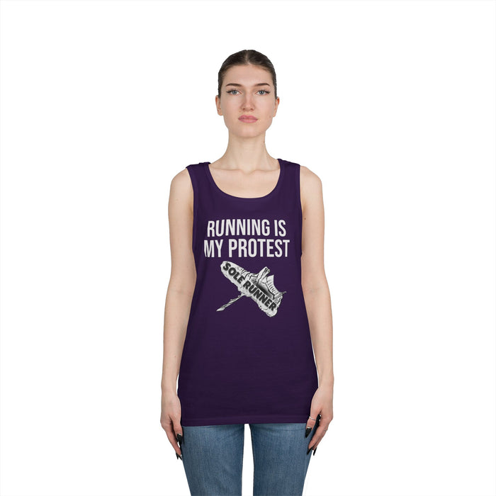 Running Is My Protest: Unisex Heavy Cotton Tank Top