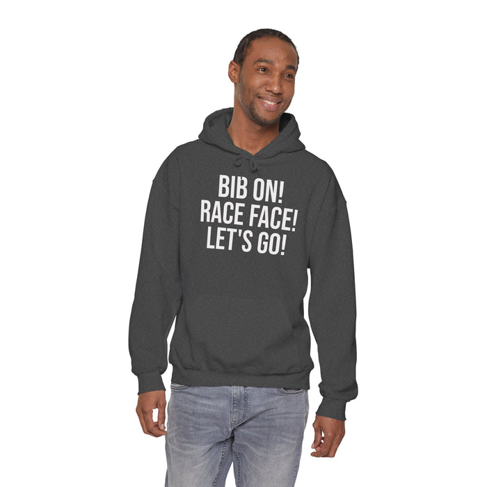 Bib On! Race Face! Let's Go!: Unisex Heavy Blend™ Hooded Sweatshirt