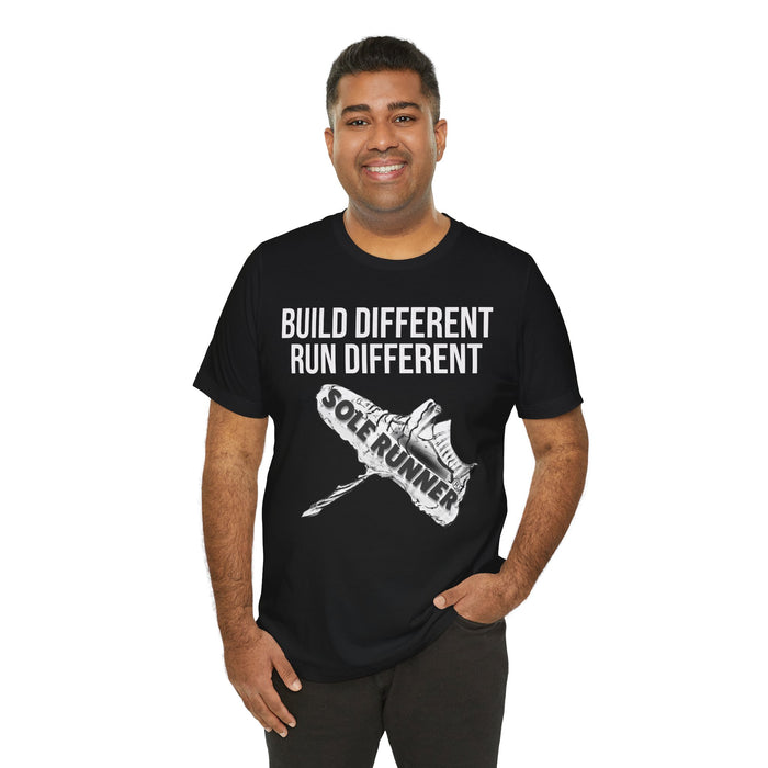 Built Different. Runs Different: Unisex Jersey Short Sleeve Tee