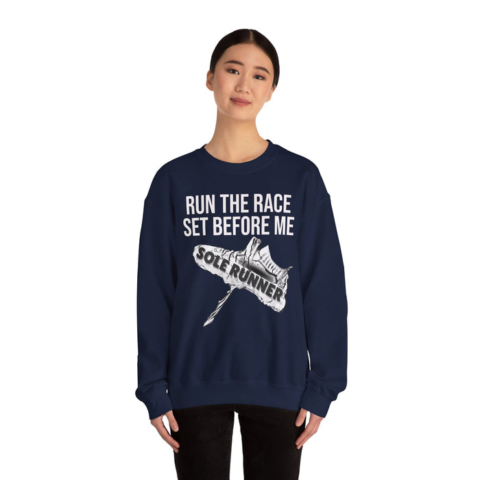 Run The Race Set Before Me: Unisex Heavy Blend™ Crewneck Sweatshirt