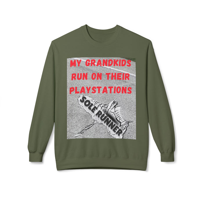 My Grandkids Run On Their Playstations: Unisex Midweight Softstyle Fleece Crewneck Sweatshirt