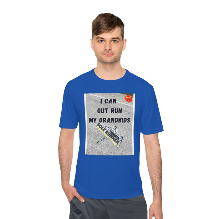 I Can Out Run My Grandkids-Whimsical Moisture Wicking Unisex T-Shirt For Runners