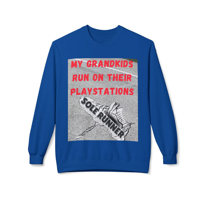 My Grandkids Run On Their Playstations: Unisex Midweight Softstyle Fleece Crewneck Sweatshirt