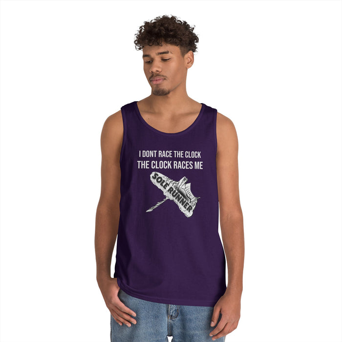 I Don't Race The Clock. The Clock Races Me: Unisex Heavy Cotton Tank Top