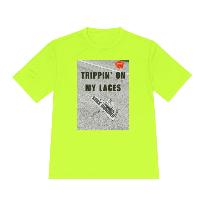 Trippin' On My Laces- Whimsical Moisture Wicking Unisex T-Shirt For Runners