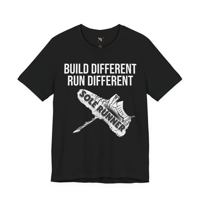 Built Different. Runs Different: Unisex Jersey Short Sleeve Tee