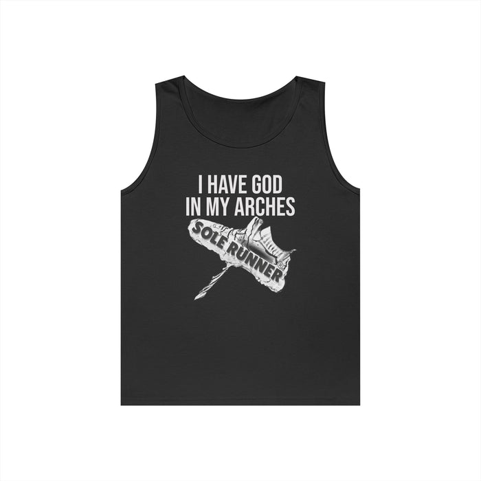 I Have God In My Arches: Unisex Heavy Cotton Tank Top