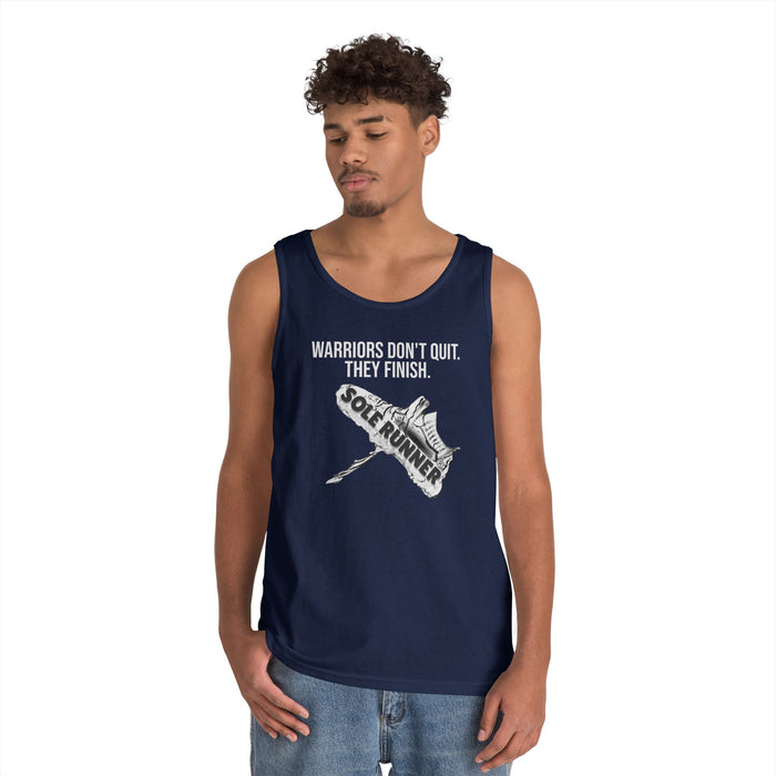 Warriors Don't Quit. They Finish.: Unisex Heavy Cotton Tank Top