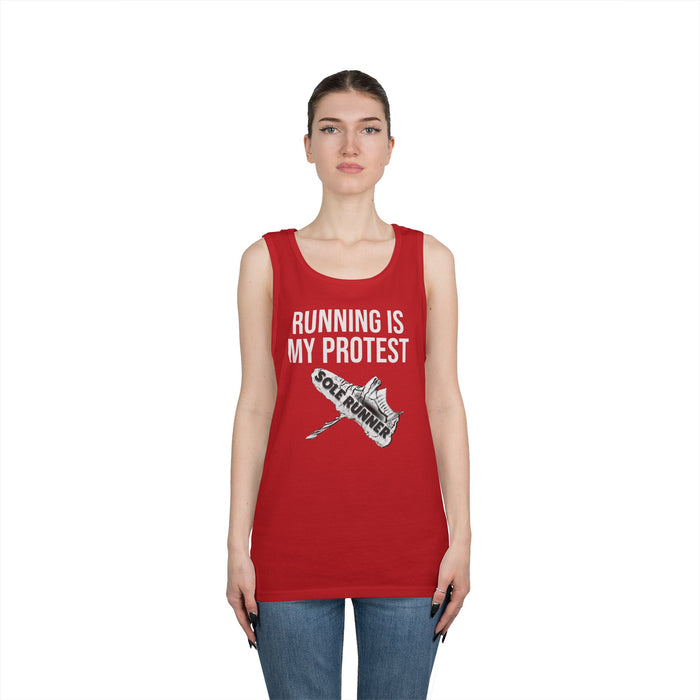 Running Is My Protest: Unisex Heavy Cotton Tank Top