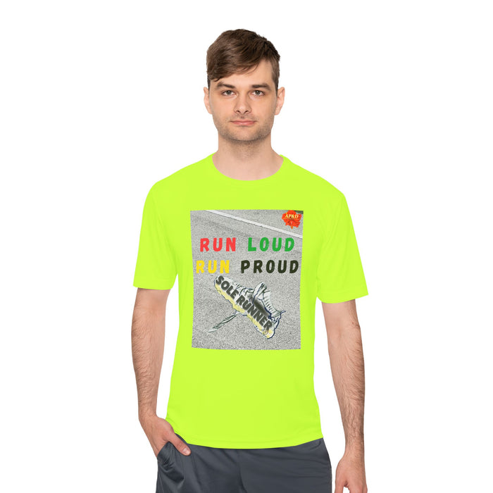 Run Loud, Run Proud-Whimsical Moisture Wicking Unisex T-Shirt For Runners
