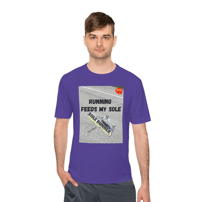 Running Feeds My Sole-Whimsical Moisture Wicking Unisex T-Shirt For Runners