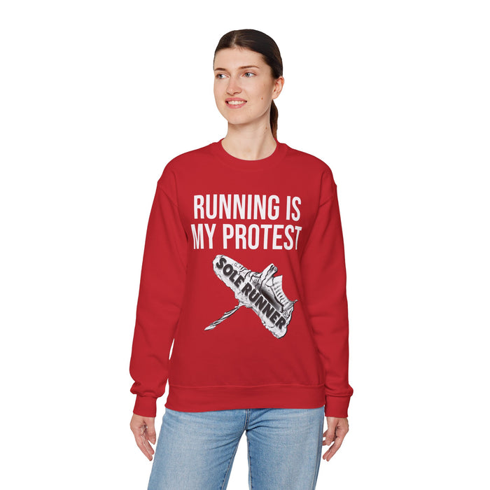 Running Is My Protest: Unisex Heavy Blend™ Crewneck Sweatshirt
