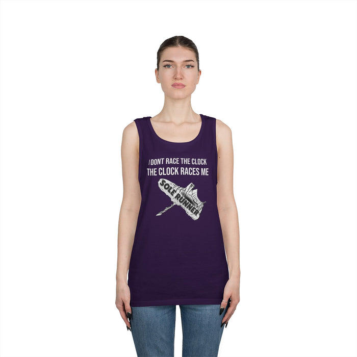 I Don't Race The Clock. The Clock Races Me: Unisex Heavy Cotton Tank Top
