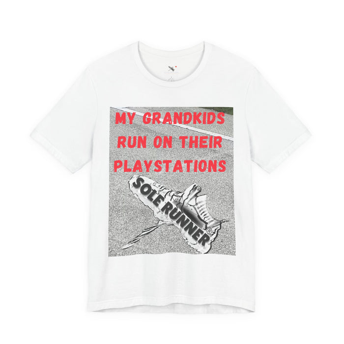 My Grandkids Run On Their Playstations: Unisex Jersey Short Sleeve Tee