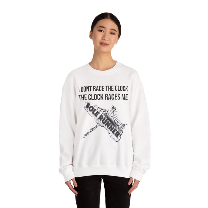 I Don't Race The Clock. The Clock Races Me: Unisex Heavy Blend™ Crewneck Sweatshirt