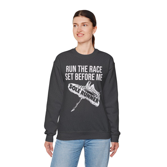 Run The Race Set Before Me: Unisex Heavy Blend™ Crewneck Sweatshirt