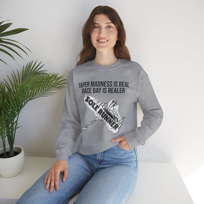 Taper Madness Is Real, Race Day Is Realer: Unisex Heavy Blend™ Crewneck Sweatshirt