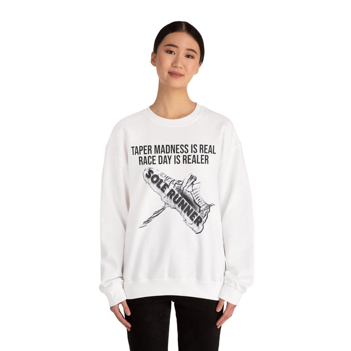 Taper Madness Is Real, Race Day Is Realer: Unisex Heavy Blend™ Crewneck Sweatshirt