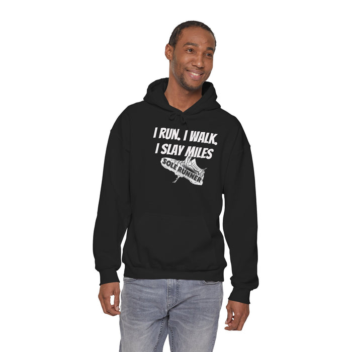 I Run. I Walk. I Slay Miles: Unisex Heavy Blend™ Hooded Sweatshirt