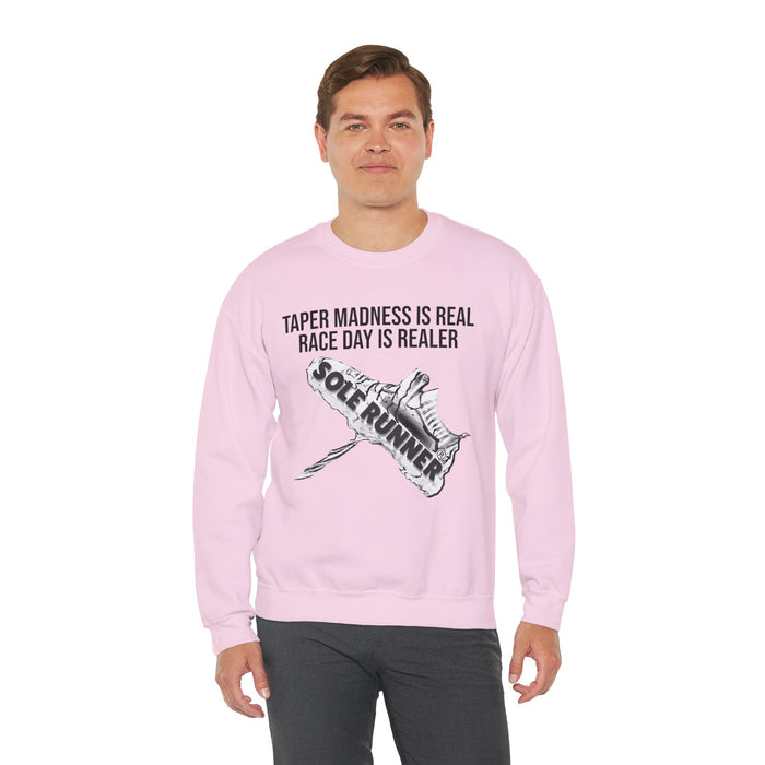 Taper Madness Is Real, Race Day Is Realer: Unisex Heavy Blend™ Crewneck Sweatshirt