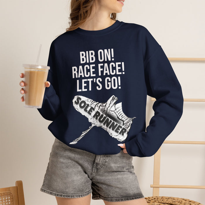 Bib On! Race Face! Let's Go!: Unisex Heavy Blend™ Crewneck Sweatshirt